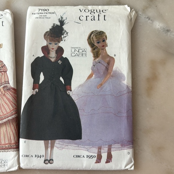 VOGUE CRAFT PATTERNS 7352 7190 FASHION DOLL CLOTHES CIRCA 1940 1950 Linda Carr - Picture 2 of 8